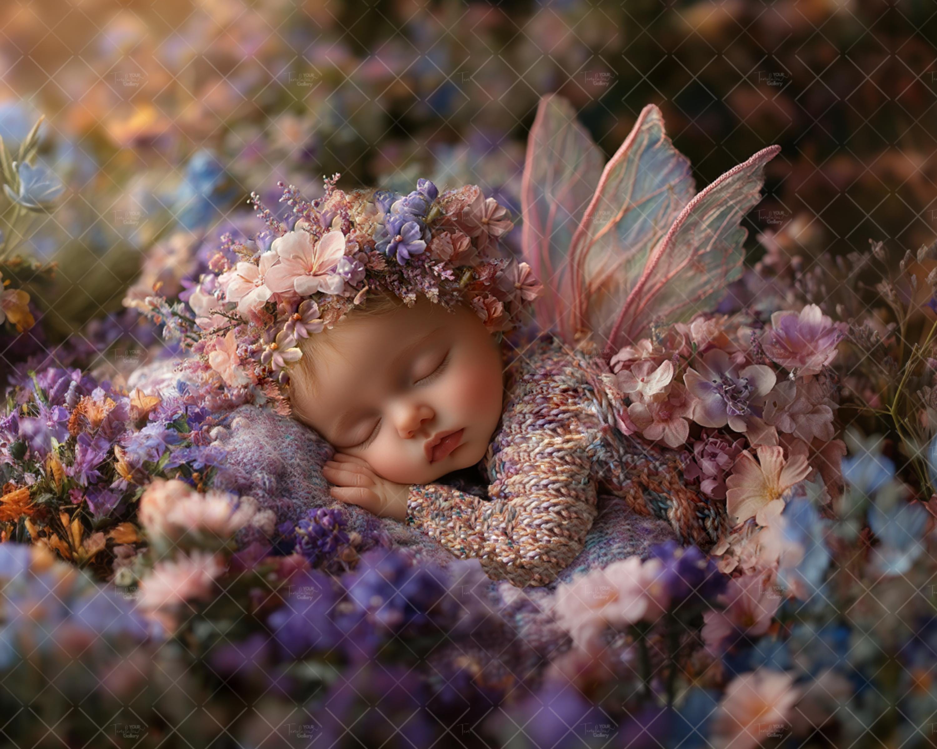 Newborn Digital Backdrop Photography, Add face Digital Photo Prop Composite, Face Insert Baby Background Girl, Floral Digital Overlay