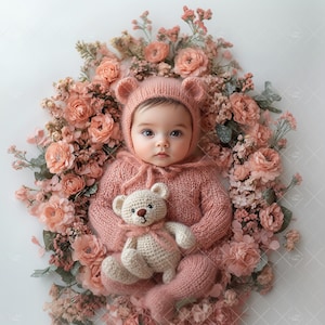Newborn Digital Backdrop Face Insert, Baby Pink Background, Add face Digital Prop Composite, PNG Newborn Photography, Photoshop Fine art,