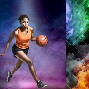 25 Smoke Fog Digital Backdrops, Perfect As Sport Background For Soccer, Football Poster, Softball, Fog Backdrop,Basketball Banner, Photoshop