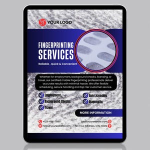 Fingerprinting Services Flyer | Editable in Canva | Digital Download