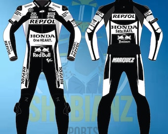 Motorcycle Road Racing Leather Marc Marquez Honda Repsol Winter Test Suite 2022