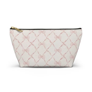 Chic and Compact: Pink Bow Ribbon Coquette Small Makeup Cosmetic Bag - Etsy