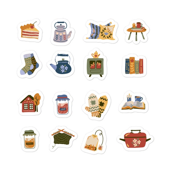 Hygge-style sticker sheet