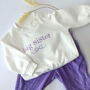 Embroidered Big Sister Sweater, Baby Announcement Outfit, Sibling Reveal Gift, Big Sis Shirt, New Sister Jumper, Toddler Sweatshirt
