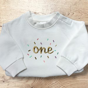 Baby Girl Sweater, First Birthday Sweater,  First Birthday Outfit, Toddler Sweater, Embroidered Number Sweater, I am One, Cake Smash Outfit