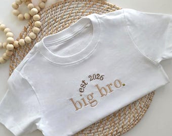 Embroidered Big Brother tshirt, Baby Announcement Idea, Big Brother Announcement, Sibling Announcement, New Brother Tee, Big Brother Gift