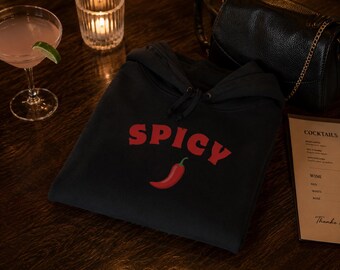 Spicy Hoodie | Funny Pepper Graphic Sweatshirt | Trendy Oversized Pullover | Cute Cozy Gift for Her