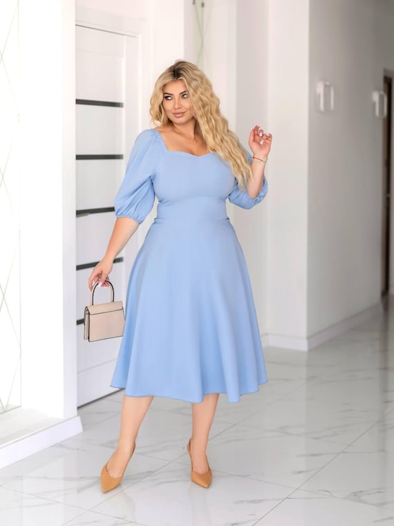 midi formal dresses for plus size women Adrianna Papell Plus Size Cascade Organza V-Neck Midi Dress - Sage Multi