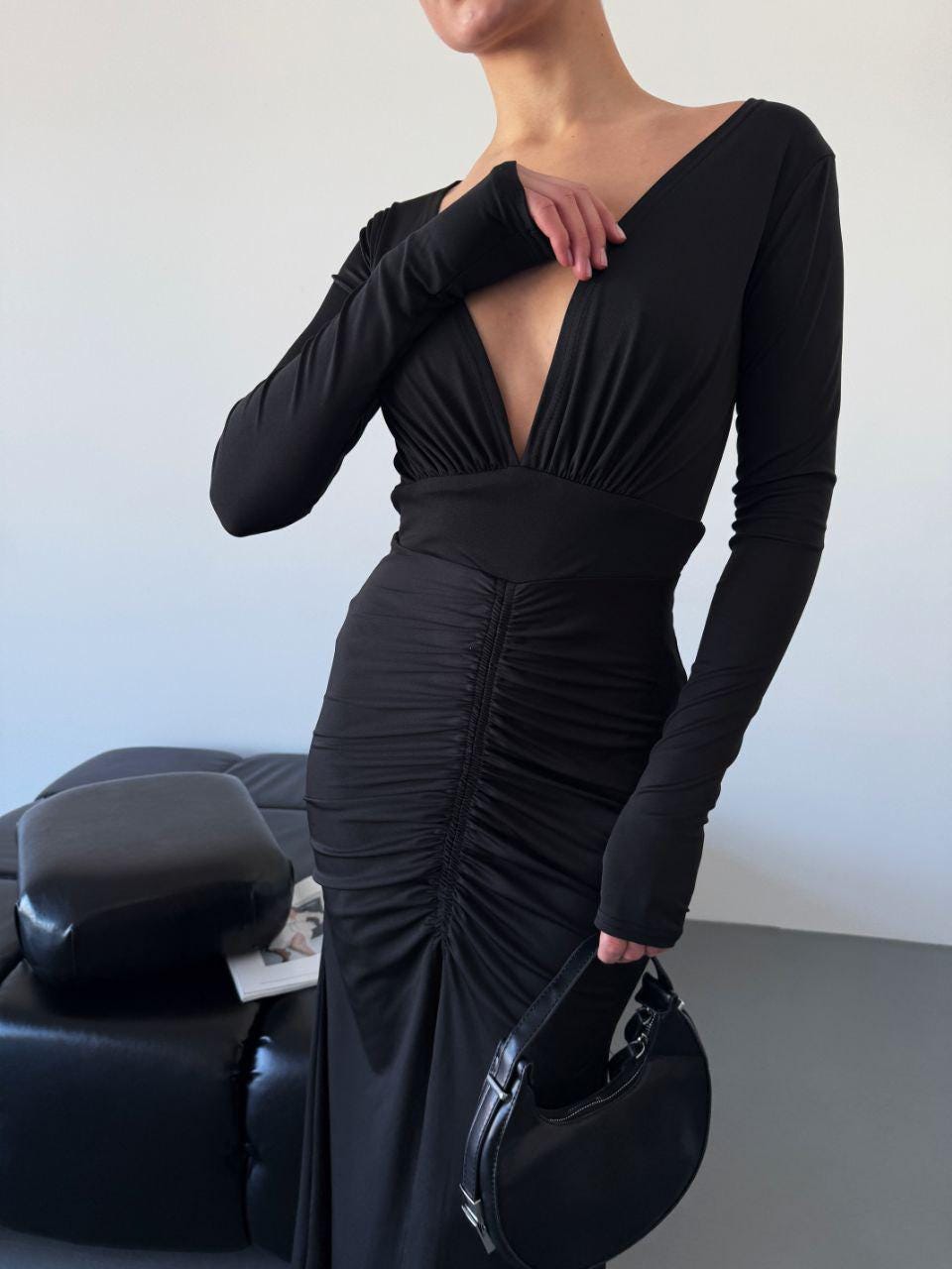 knee length dresses for ladies 525 America Womens Rib Maxi Polo Dress, XS, Black, Women's main image 1