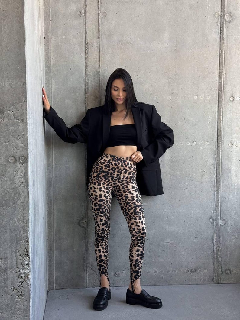 Leopard Print High Waist Tight Micro Flare Yoga Pants