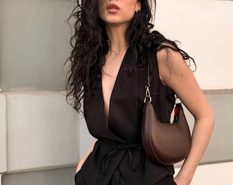 Black Palazzo Pants Set: Sleeveless Waistcoat Suit - Minimalist Formal Outfit