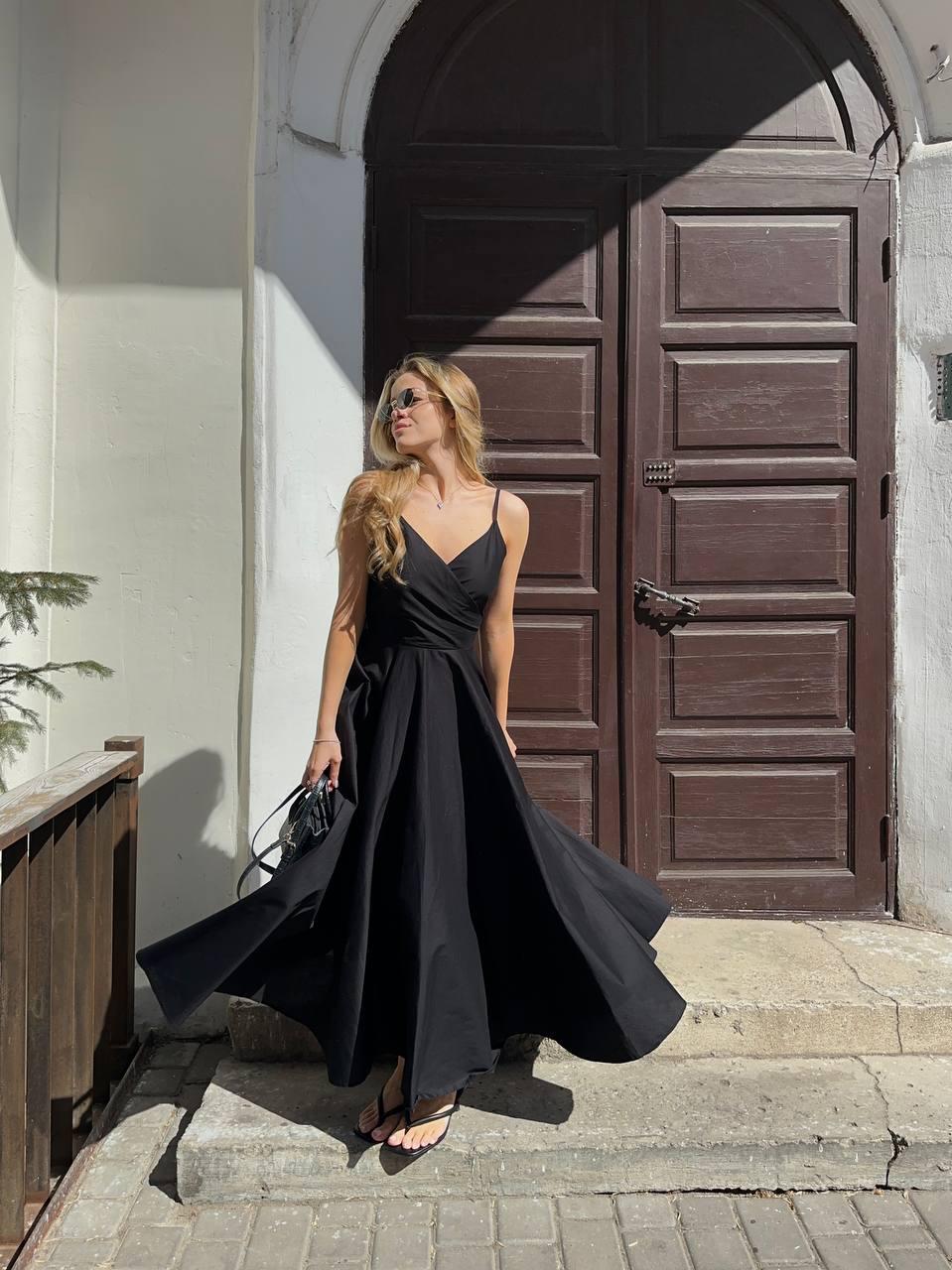 black maxi dress semi formal Dress: Cotton, Open Back DONATEAUG2025