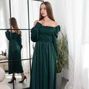 Green Silk Smock Dress - Etsy