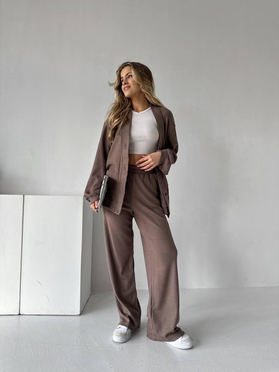 Knit Cardigan Pants Set: Lacoste-angora Blend Loungewear