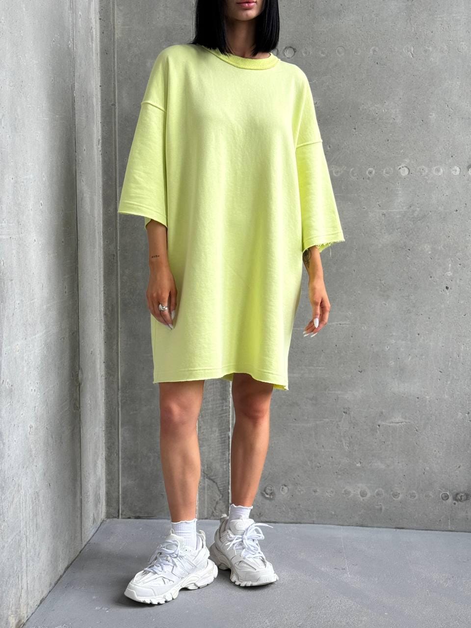 lime green tee shirt dress Buy Women's Lime Soft Form Oversized T-shirt Dress Online in India