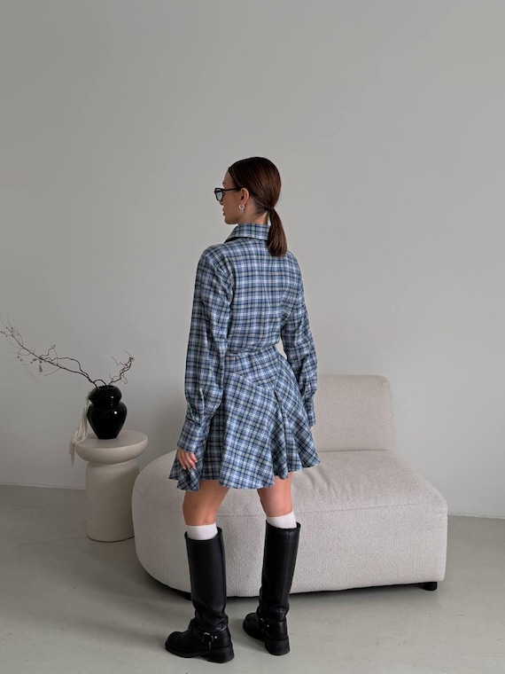 flannel dresses for ladies Shirt Dress: Brown Plaid, Oversized how to wear a flannel with a dress