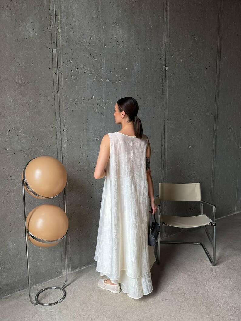 Ivory Viscose Tencel Set, Wide Leg Palazzo Pants Outfit, Oversized Sleeveless Tunic, Minimalist Summer Co Ord, Resort Wear