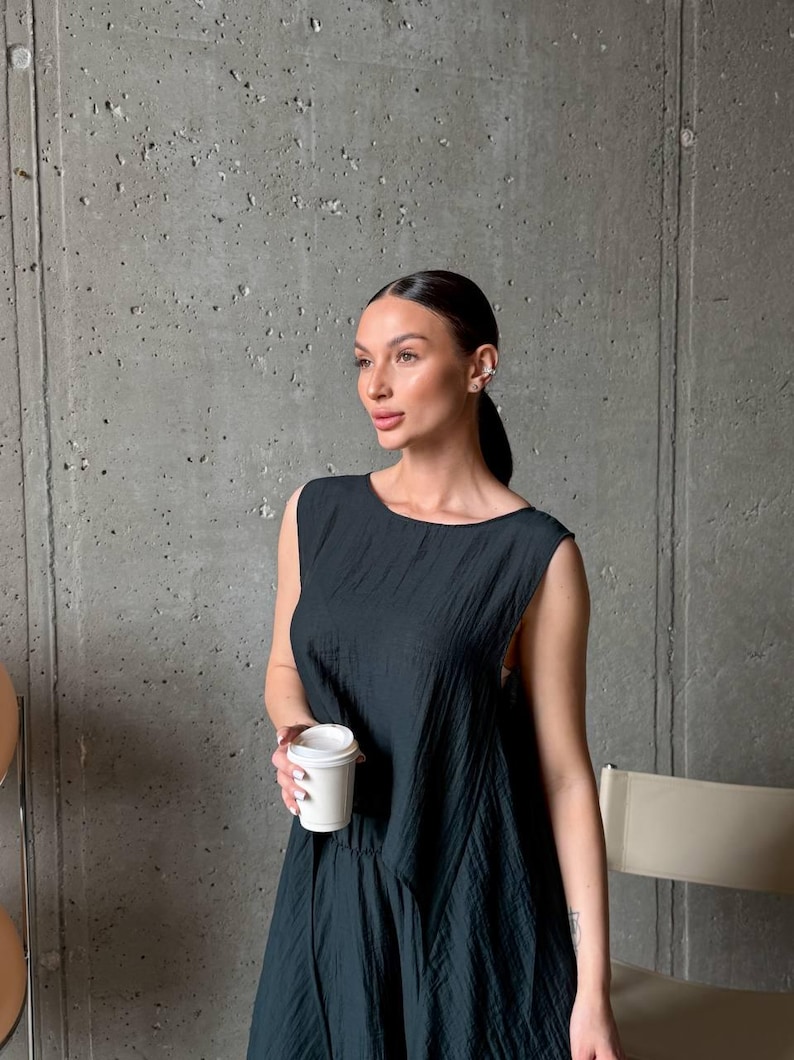 Emerald Viscose Tencel Set, Wide Leg Palazzo Pants Outfit, Oversized Sleeveless Tunic, Minimalist Summer Co Ord, Resort Wear
