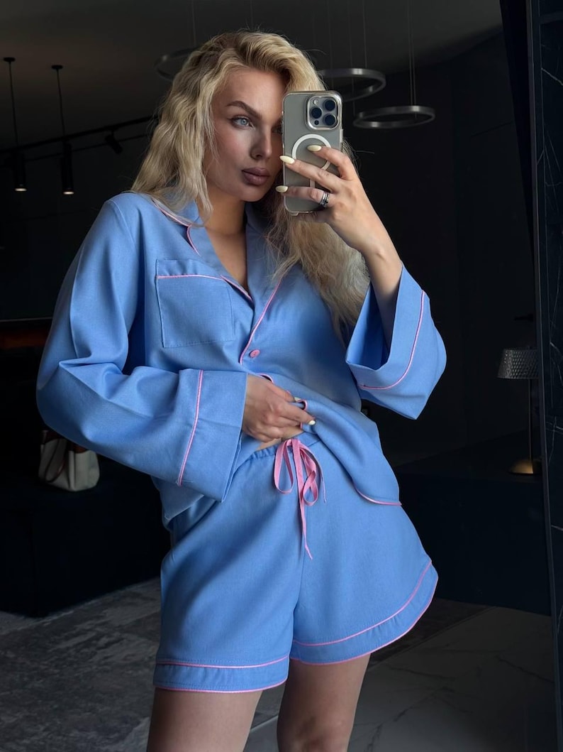 Solid Color Henley Shirt and High Waisted Shorts Two Piece Set
