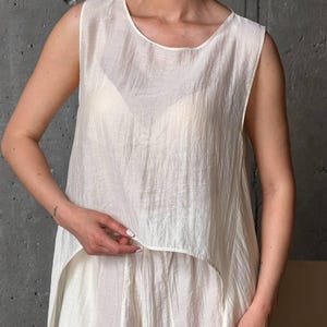 Ivory Viscose Tencel Set, Wide Leg Palazzo Pants Outfit, Oversized Sleeveless Tunic, Minimalist Summer Co Ord, Resort Wear
