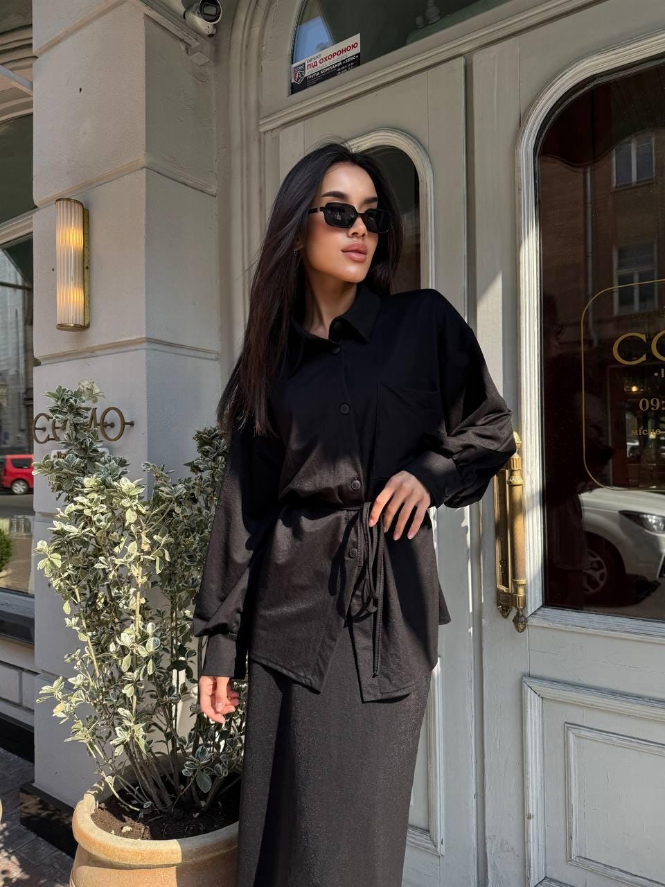Blush Black Linen Maxi Set: Two-piece Shirt and Skirt Co-ord - Etsy