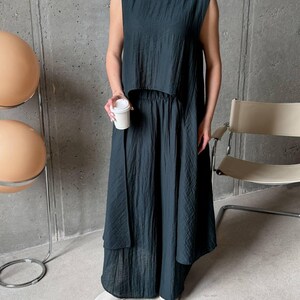 Emerald Viscose Tencel Set, Wide Leg Palazzo Pants Outfit, Oversized Sleeveless Tunic, Minimalist Summer Co Ord, Resort Wear