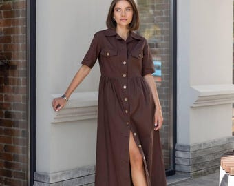 knee length dresses for ladies Orla Midi Shirtdress in Khaki