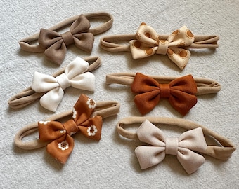 Handcrafted Neutral Baby Bow Headband