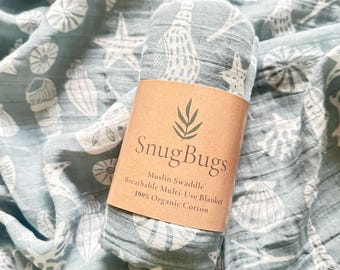 Seashell Organic Cotton Swaddle Blanket