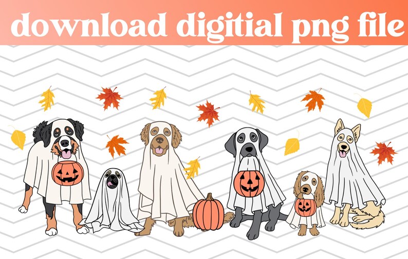 Cute Ghost Dogs PNG File, Dog Lover Halloween Design, Trendy Fall ...