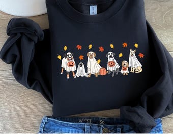 File PNG di simpatici cani fantasma, design di Halloween per amanti dei cani, PNG di zucca autunnale alla moda, foglie e zucche, Jack O' Lantern, carlino, bassotto, bernese