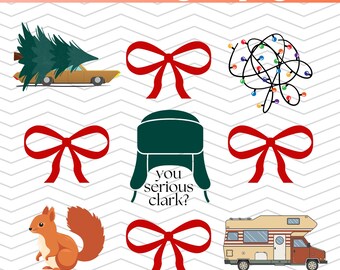 You Serious Clark PNG, Divertente Natale PNG, File digitale della famiglia Griswold, Fiocchi Coquette