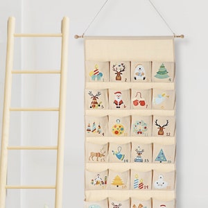 Adventskalender zum Befüllen, Kinder, Stoff, Tüten, groß, Holz, Idee für Weihnachten 2023, wiederverwendbar, Mädchen Jungs Kids-Edition Bild 4