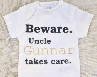 Baby bodysuit personalized, uncle aunt, godparents, gift for birth or baby party, with name in gold, cotton
