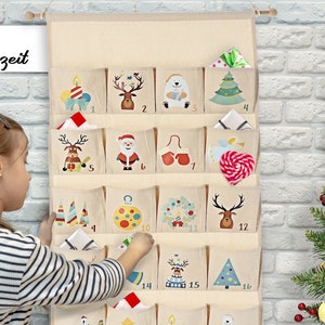 Calendrier de l'Avent à remplir, enfants, tissu, sacs, grand, bois, idée pour Noël 2023, réutilisable, filles et garçons Kids Edition image 6