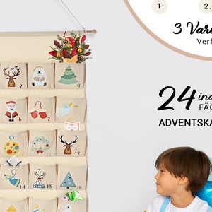 Calendrier de l'Avent à remplir, enfants, tissu, sacs, grand, bois, idée pour Noël 2023, réutilisable, filles et garçons Kids Edition image 5