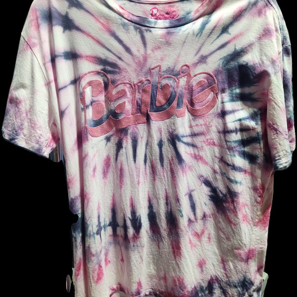 2XL barbie women's pink spiral tie dye T-shirt. handmade