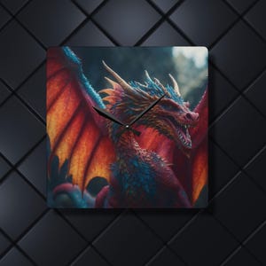 Fantasy Dragon Acrylic Wall Clock, Whimsical Home Decor, Gift for Dragon Lovers, Unique Wall Art, Perfect for Fantasy Fans
