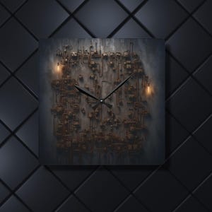 Fantasy Old Tech Acrylic Wall Clock, Industrial Vintage Style, Modern Home Decor, Unique Gift for Him, Office Wall Art, Rustic Timepiece