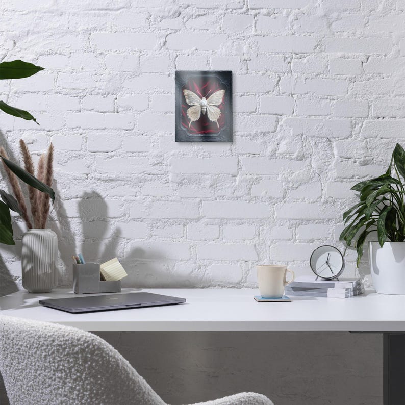 Beige Butterfly Metal Print Dark Academia Specimen, Gothcore Art