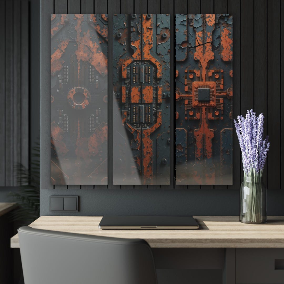 Triptych CPU Artwork Acrylic Prints | Computer Tech Art | Nerdy Geek ...