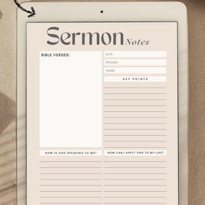 Sermon Notes, Sermon Notes Printable, Sermon Notes Template, Bible Study Journal, Christian Planner, Church Service Notes, Prayer Journal