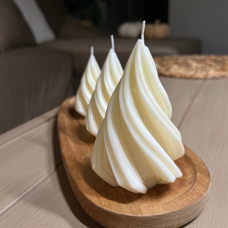 Triangular Candles Twisted Tree Candle, Gift for Her Trendy Christmas Ribbed Tree Shaped ...