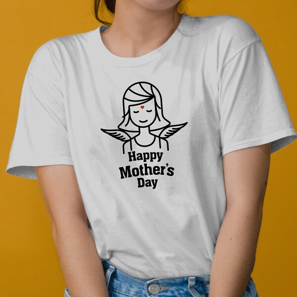 Angel Mom Graphic T-Shirt - Happy Mother's Day Gift For Grandma