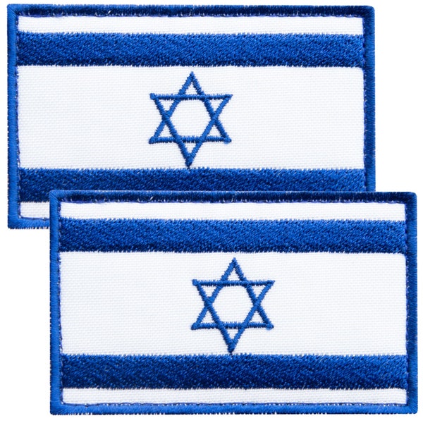 2-Piece Israel Flag Patch, Embroidered Israeli Flag Patches, Military Morale Tactical Patches, Velcro Hook & Loop for Cap