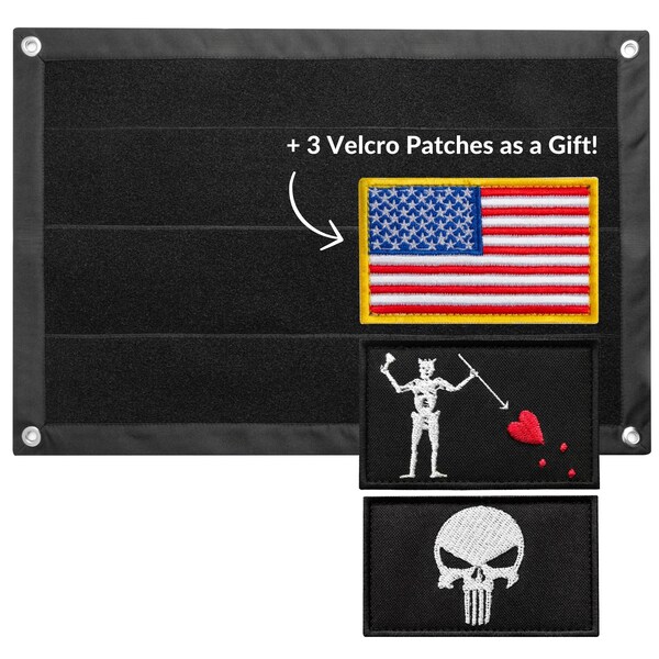 Military Patch Display Board With 3 Tactical Patches, Velcro Wall Panel Organizer for Military, Morale Patches, Tactical Panel, Patch Board