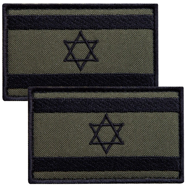 2-teiliger Israel Flagge Patch khaki, Gestickte israelische Flagge Patches, Militärische Moral taktische Patches, Kletthaken & Schleife für Cap