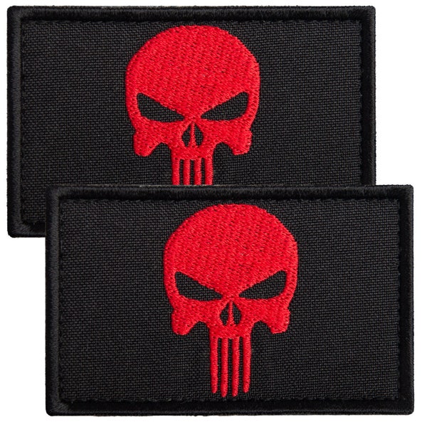 2-Piece Red Dead Skull Tactical Patches - Morale Patches for Caps, Vests, Backpacks