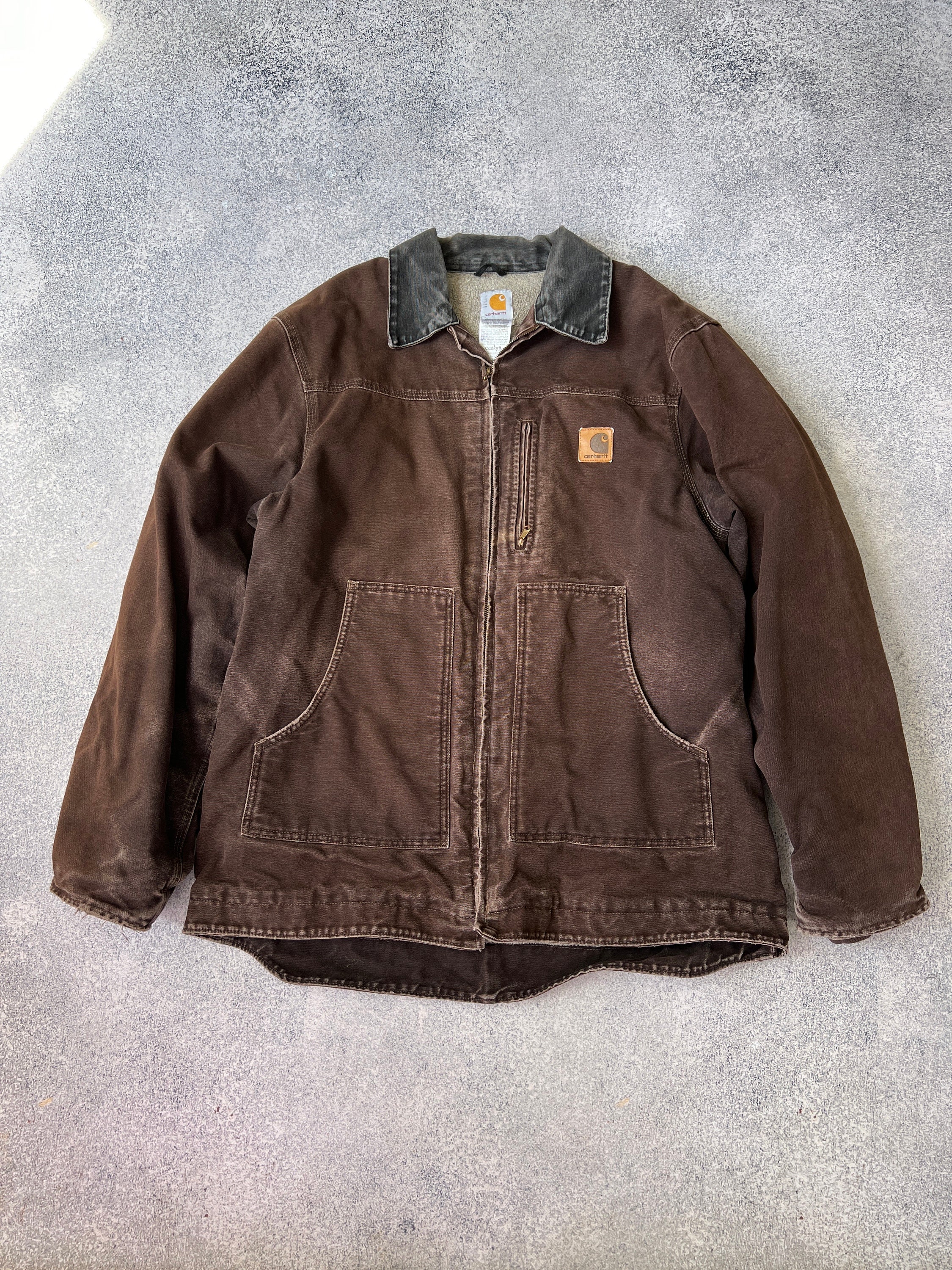 Vintage 1990s Sherpa Lined Brown Carhartt Ridge Detroit Coat - Etsy 