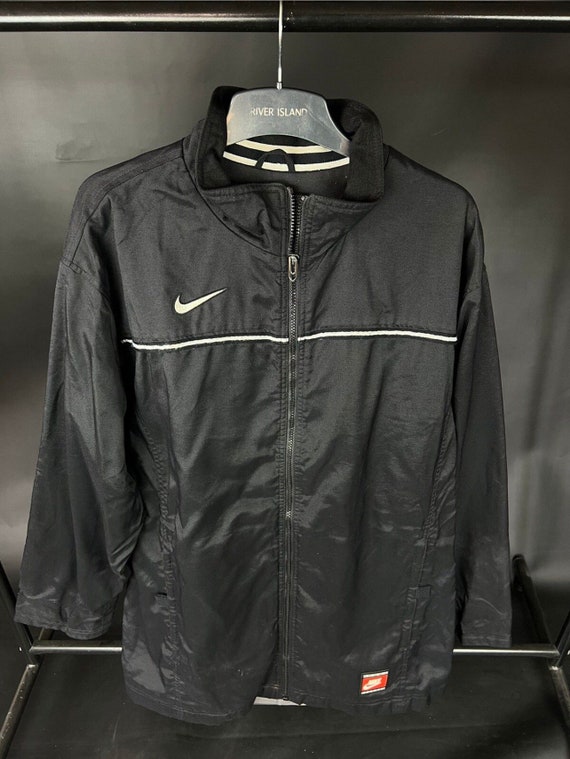 VTG Nike Jacket Black Full Zip Nylon - Etsy VTG Nike Jacket Black Full Zip Nylon - Etsy